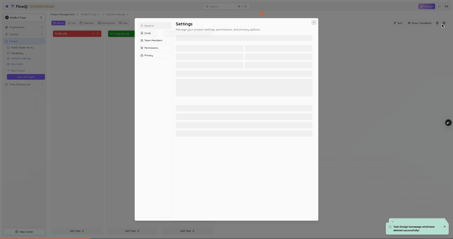 Screen recording: archiving a project in FlowQi